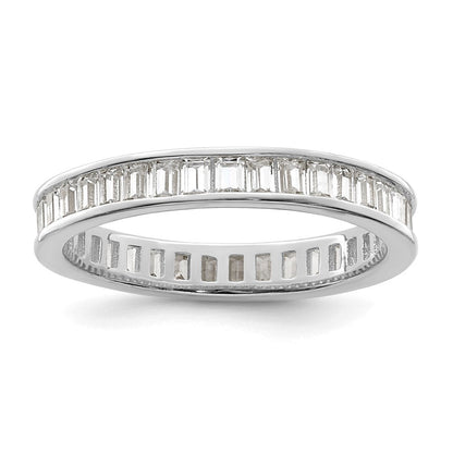 Sterlingsilber Poliert Rhodiniert Kanalfassung Set Zirkonia Ring