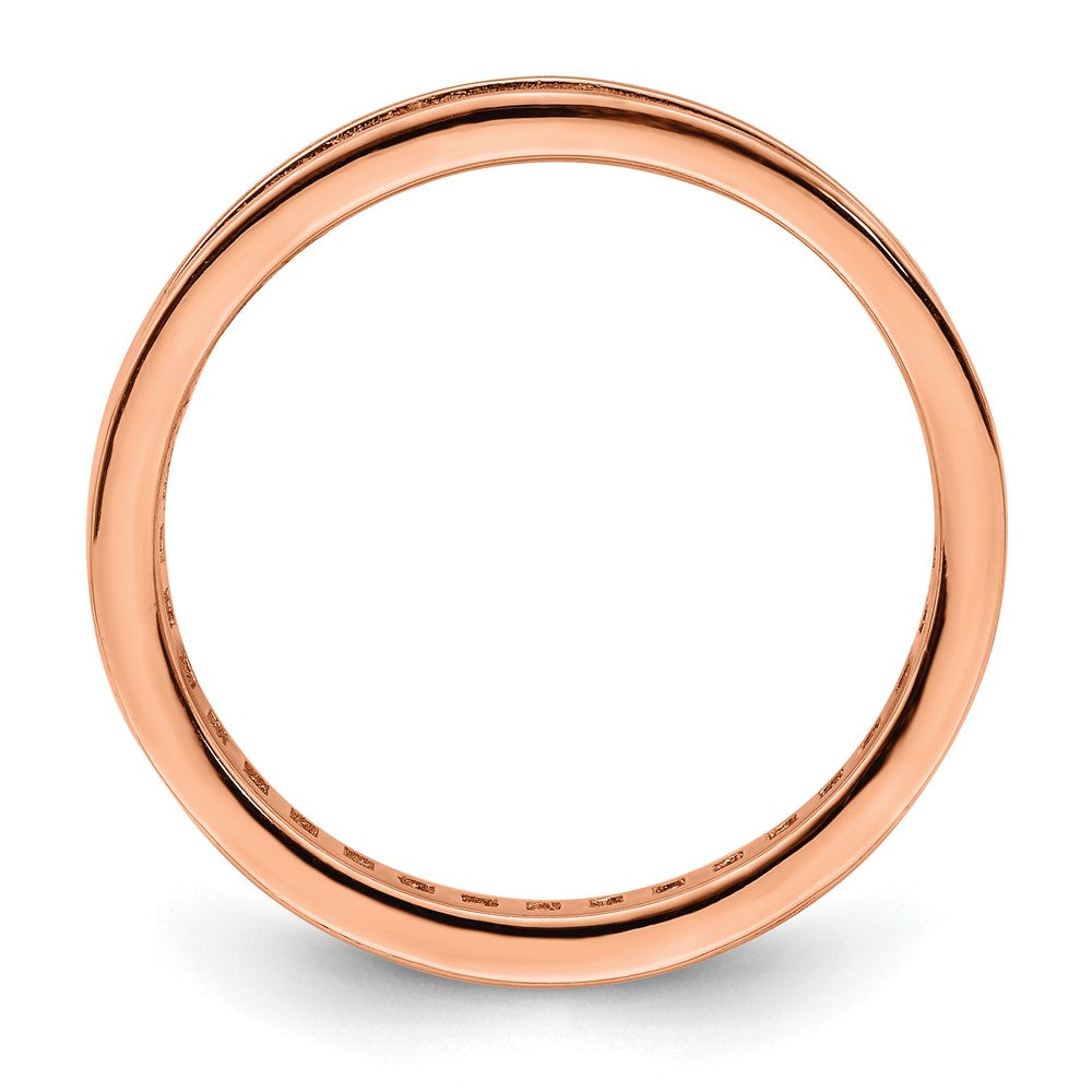 Sterlingsilber Poliert Roséfarben Kanalfassung Set Zirkonia Ring