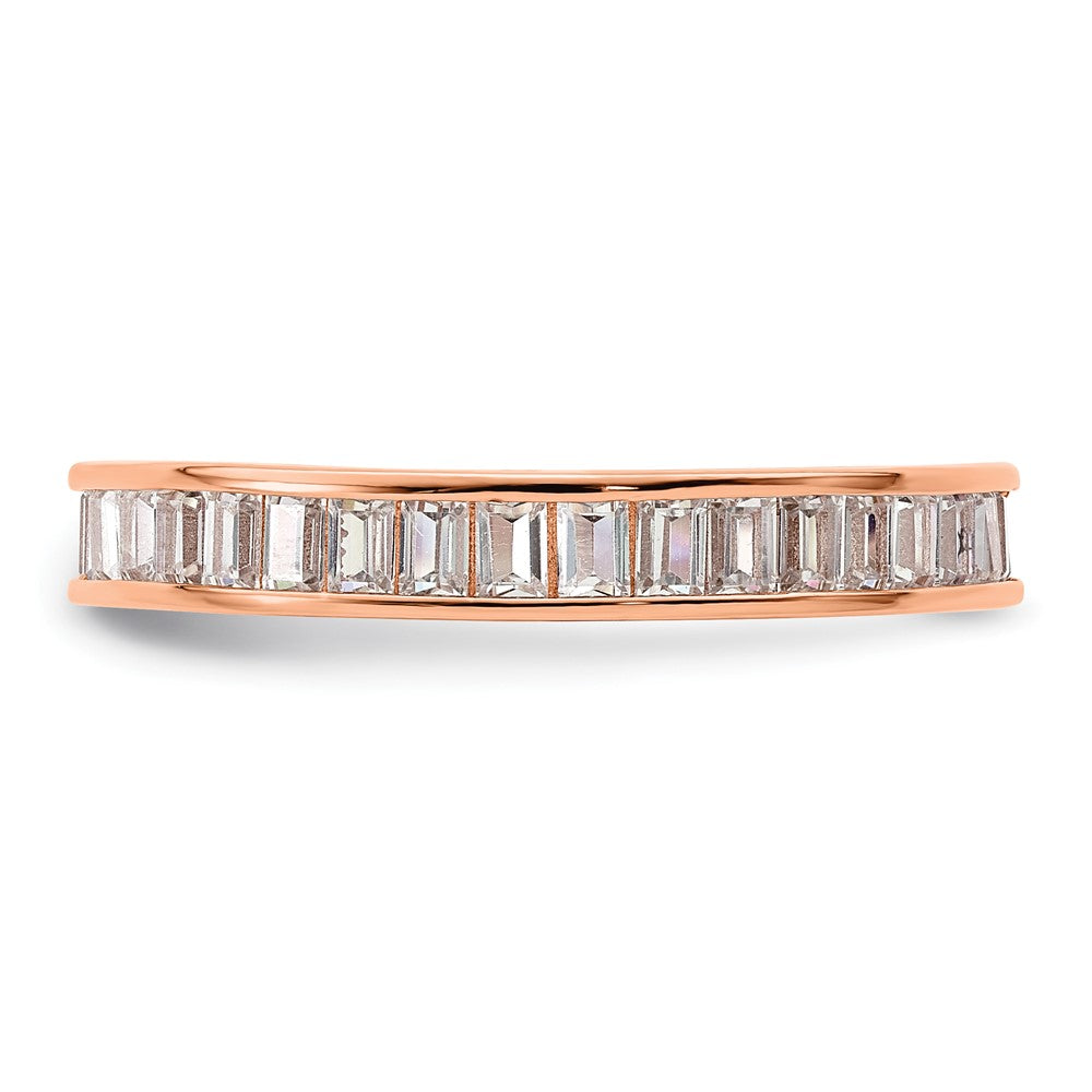 Sterlingsilber Poliert Roséfarben Kanalfassung Set Zirkonia Ring