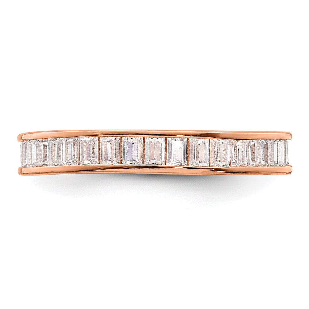 Sterlingsilber Poliert Roséfarben Kanalfassung Set Zirkonia Ring