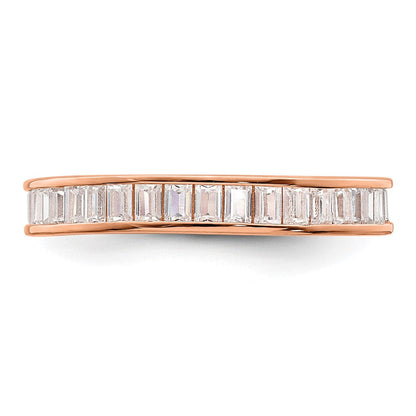 Sterlingsilber Poliert Roséfarben Kanalfassung Set Zirkonia Ring