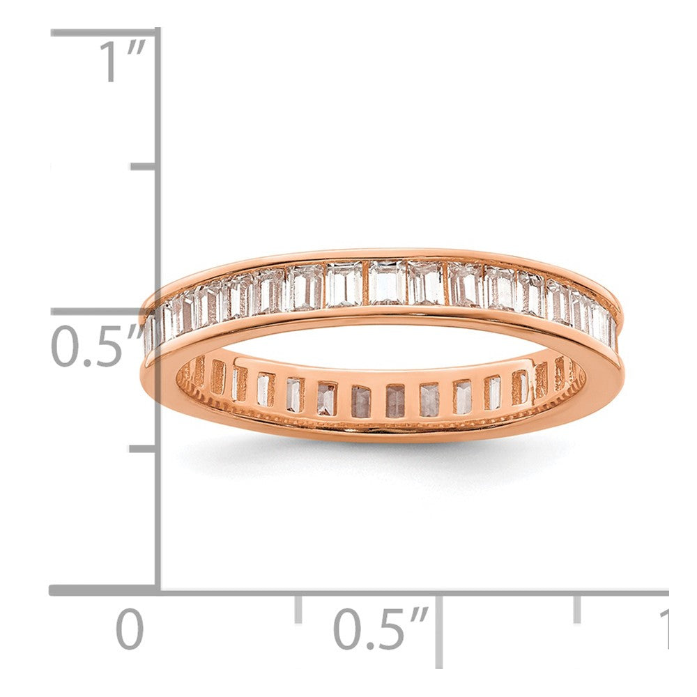 Sterlingsilber Poliert Roséfarben Kanalfassung Set Zirkonia Ring