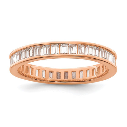 Sterlingsilber Poliert Roséfarben Kanalfassung Set Zirkonia Ring