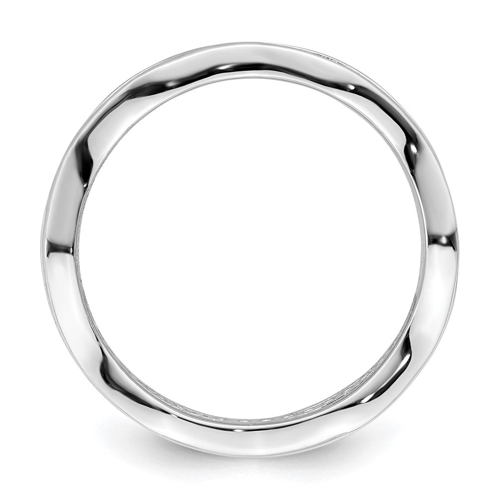 Sterlingsilber Rhodiniert Zirkonia Gewellt Ring