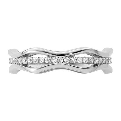 Sterlingsilber Rhodiniert Zirkonia Gewellt Ring
