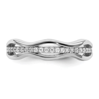 Sterlingsilber Rhodiniert Zirkonia Gewellt Ring