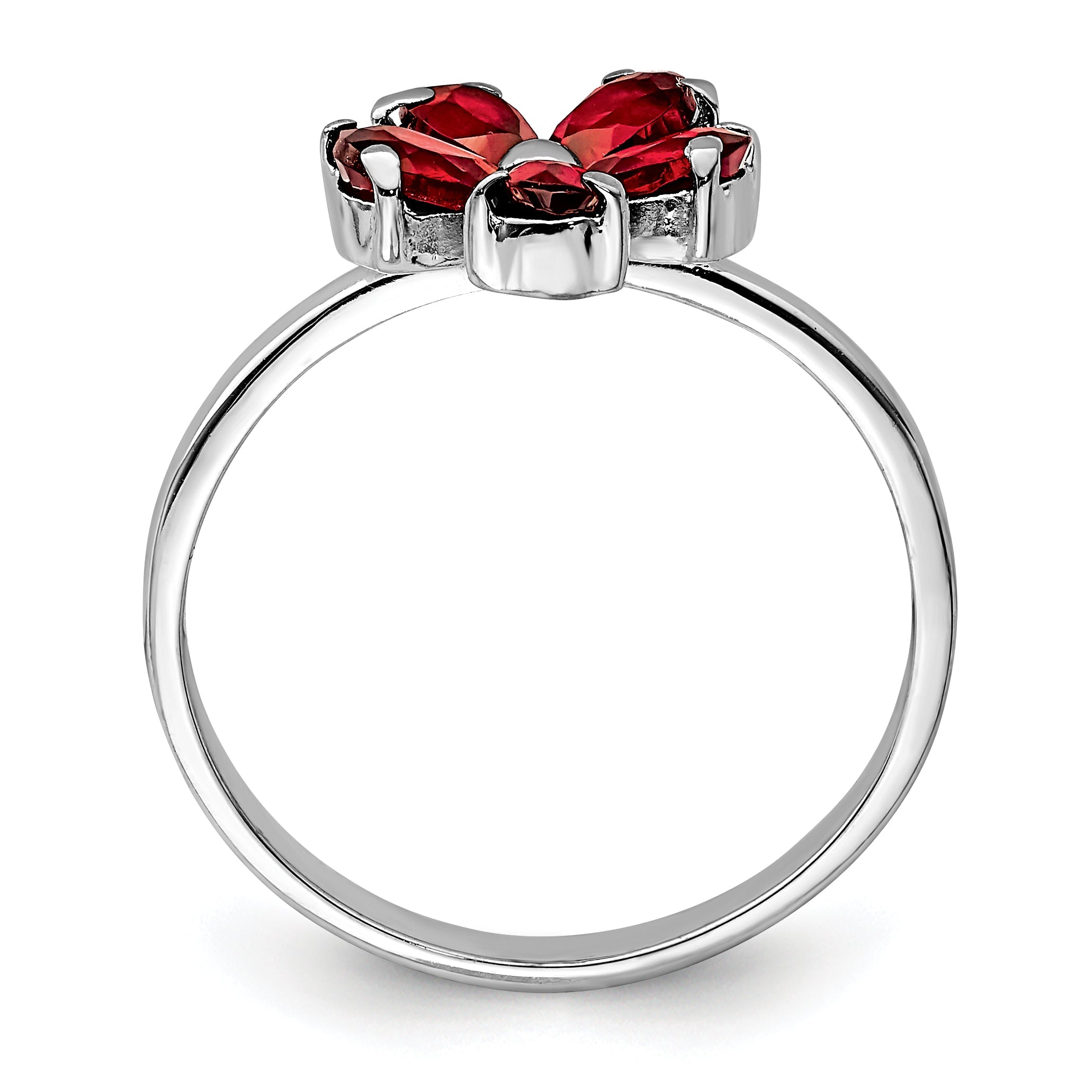 Sterlingsilber Rhodiniert Granat Ring