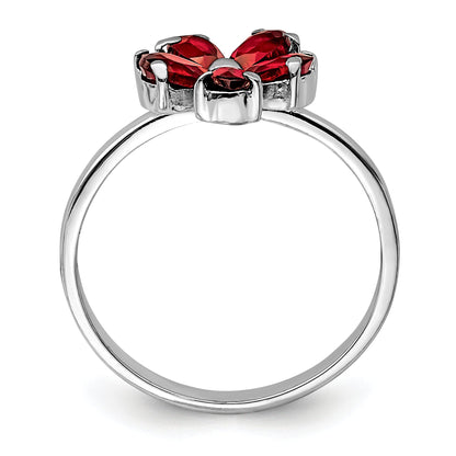 Sterlingsilber Rhodiniert Granat Ring