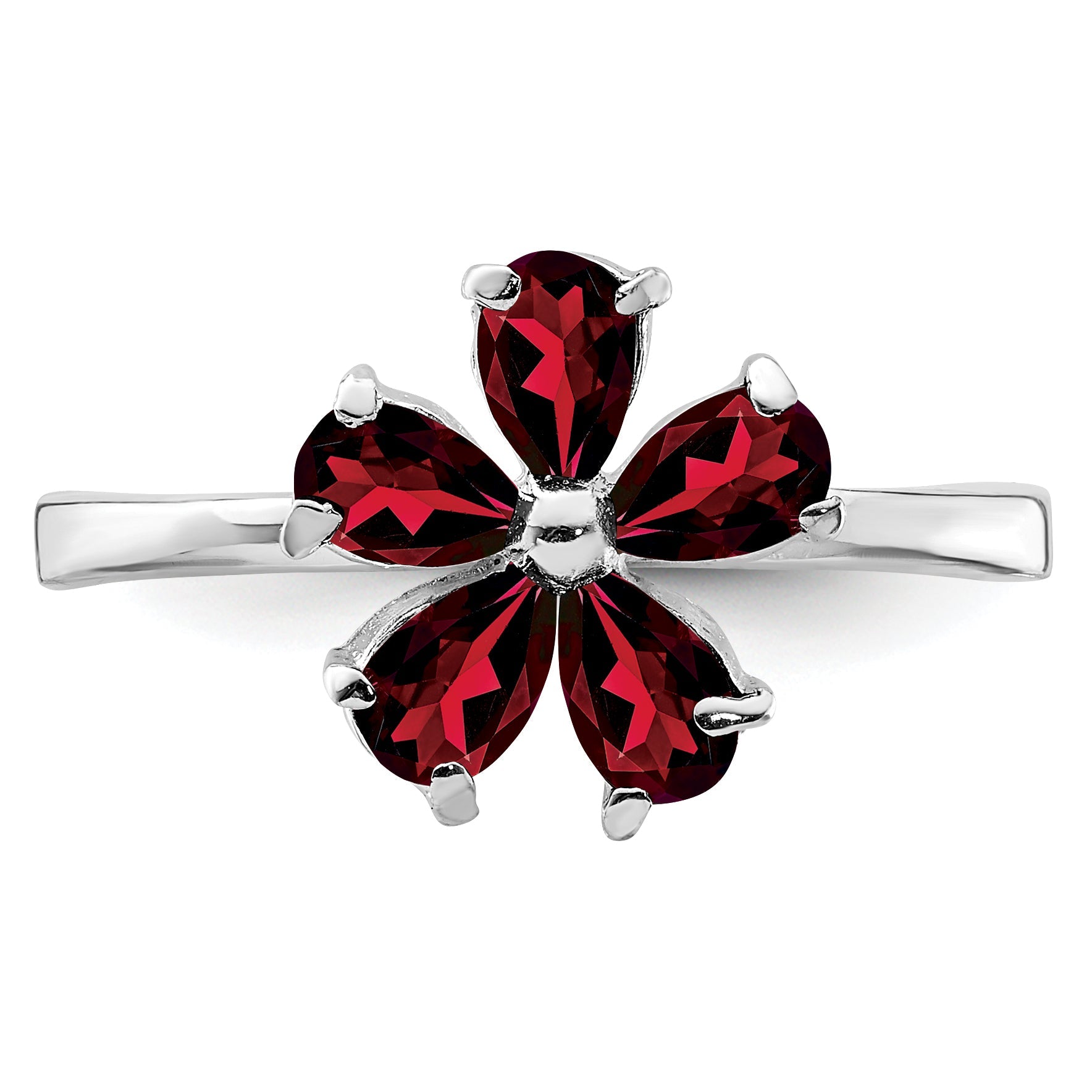 Sterlingsilber Rhodiniert Granat Ring