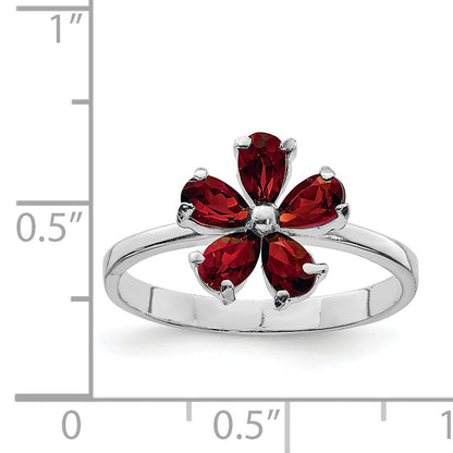 Sterlingsilber Rhodiniert Granat Ring