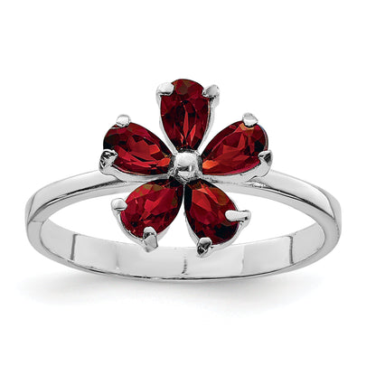 Sterlingsilber Rhodiniert Granat Ring