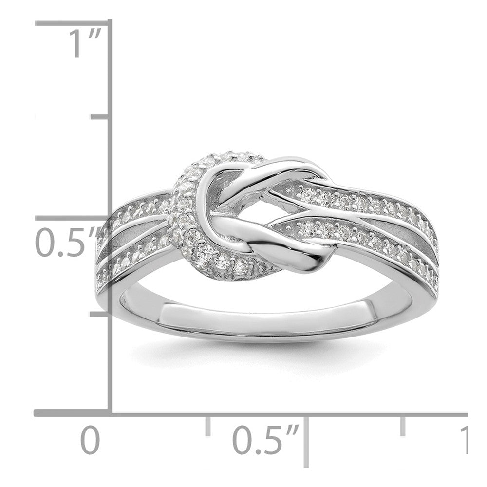 Sterlingsilber Poliert Rhodiniert Zirkonia Knoten Ring