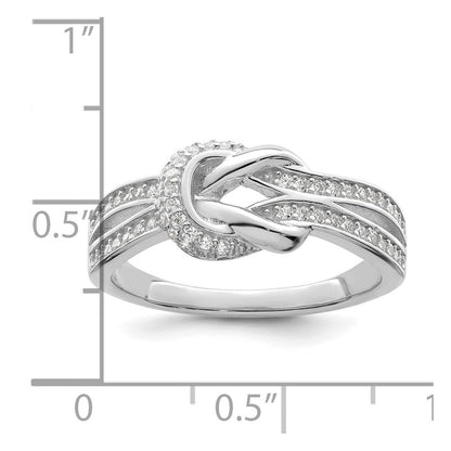 Sterlingsilber Poliert Rhodiniert Zirkonia Knoten Ring