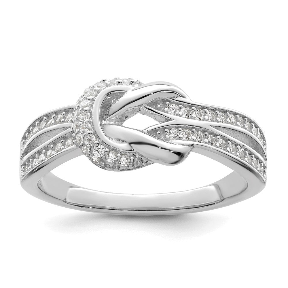 Sterlingsilber Poliert Rhodiniert Zirkonia Knoten Ring