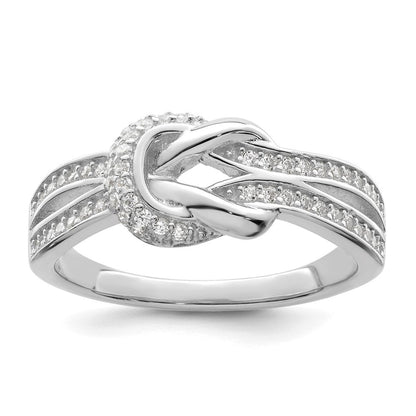 Sterlingsilber Poliert Rhodiniert Zirkonia Knoten Ring