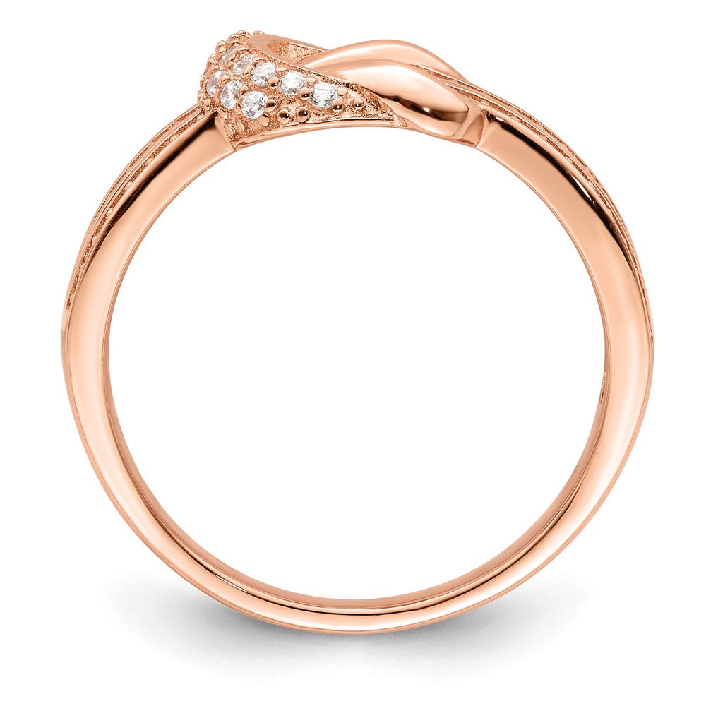 Sterlingsilber Poliert Roséfarben Zirkonia Knoten Ring