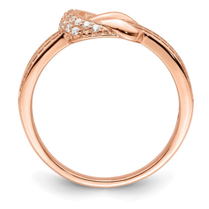 Sterlingsilber Poliert Roséfarben Zirkonia Knoten Ring