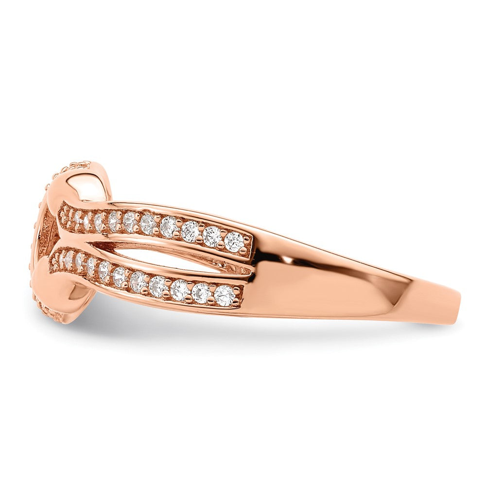 Sterlingsilber Poliert Roséfarben Zirkonia Knoten Ring