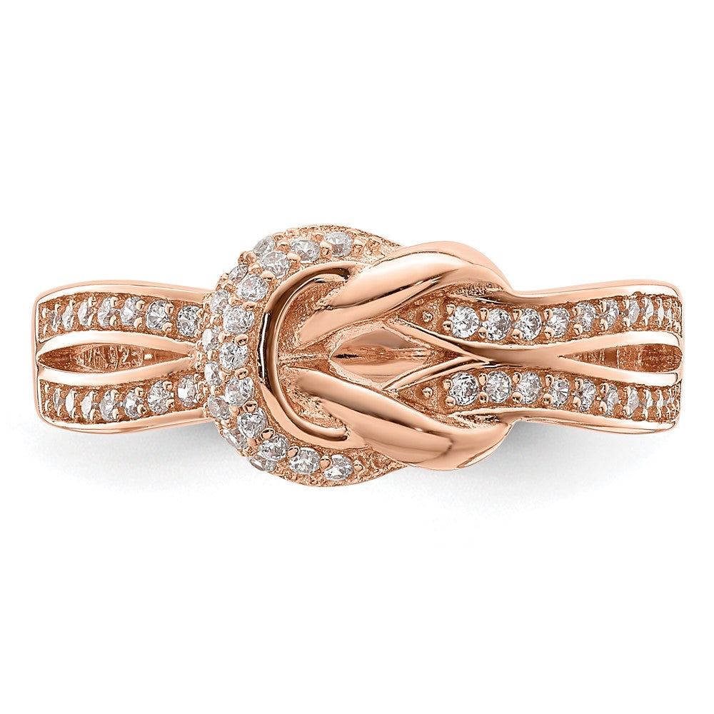 Sterlingsilber Poliert Roséfarben Zirkonia Knoten Ring