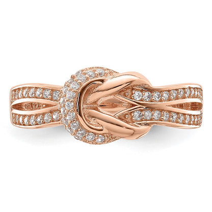 Sterlingsilber Poliert Roséfarben Zirkonia Knoten Ring