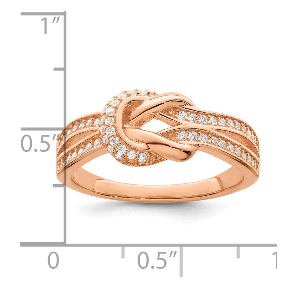 Sterlingsilber Poliert Roséfarben Zirkonia Knoten Ring