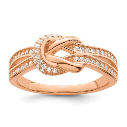 Sterlingsilber Poliert Roséfarben Zirkonia Knoten Ring