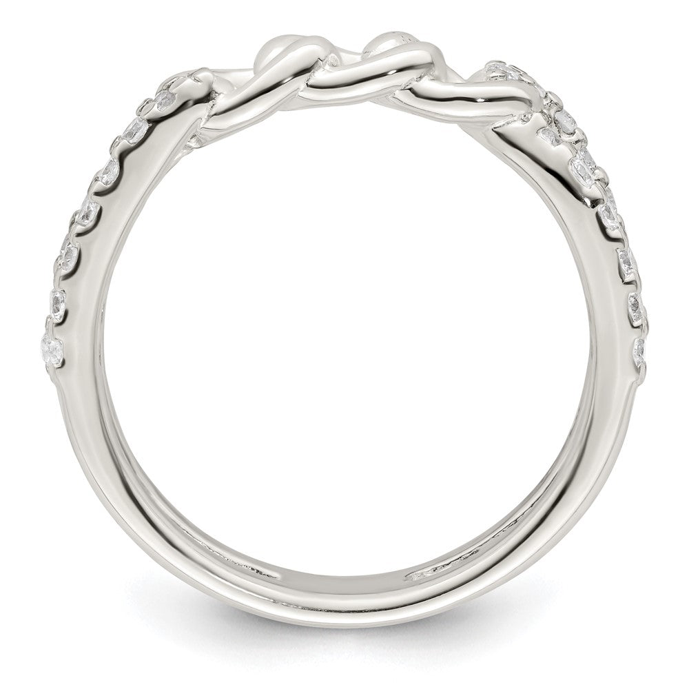 Sterlingsilber Poliert Zirkonia Kette Detail Ring