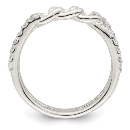 Sterlingsilber Poliert Zirkonia Kette Detail Ring