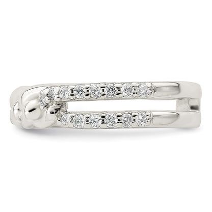 Sterlingsilber Poliert Zirkonia Kette Detail Ring
