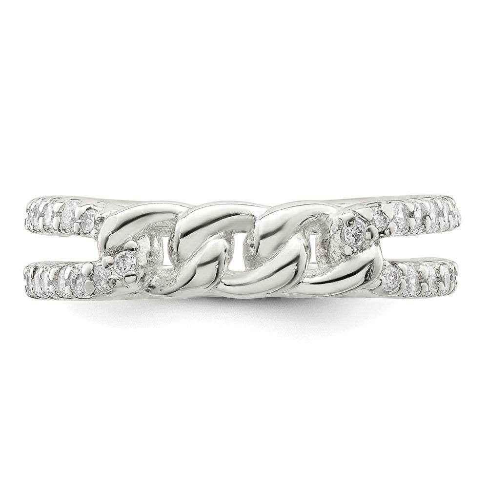 Sterlingsilber Poliert Zirkonia Kette Detail Ring