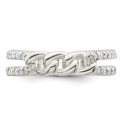 Sterlingsilber Poliert Zirkonia Kette Detail Ring