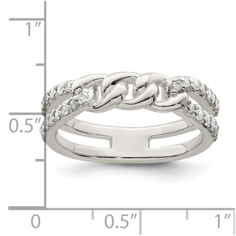 Sterlingsilber Poliert Zirkonia Kette Detail Ring