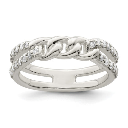 Sterlingsilber Poliert Zirkonia Kette Detail Ring