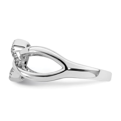 Sterlingsilber Rhodiniert Poliert Tropfen Zirkonia Ring