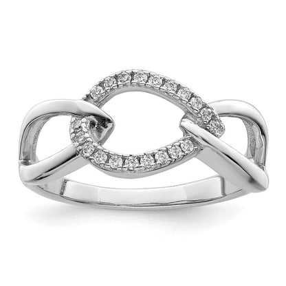 Sterlingsilber Rhodiniert Poliert Tropfen Zirkonia Ring