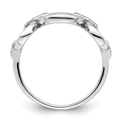 Sterlingsilber Rhodiniert Poliert Oval Zirkonia Ring (size 6 Nur)