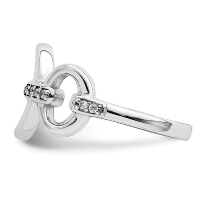 Sterlingsilber Rhodiniert Poliert Oval Zirkonia Ring (size 6 Nur)