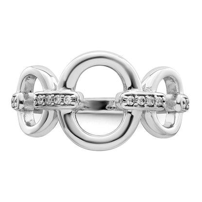 Sterlingsilber Rhodiniert Poliert Oval Zirkonia Ring (size 6 Nur)
