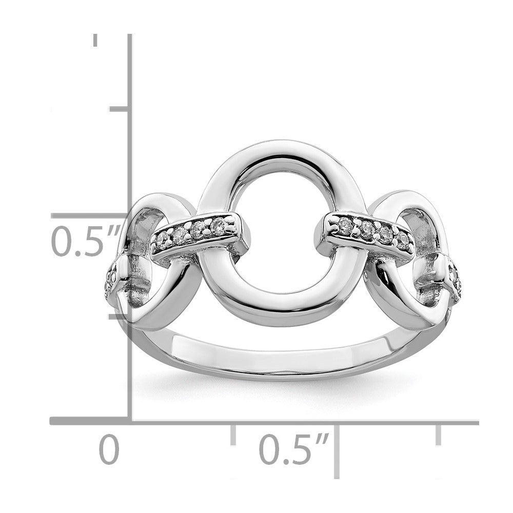 Sterlingsilber Rhodiniert Poliert Oval Zirkonia Ring (size 6 Nur)