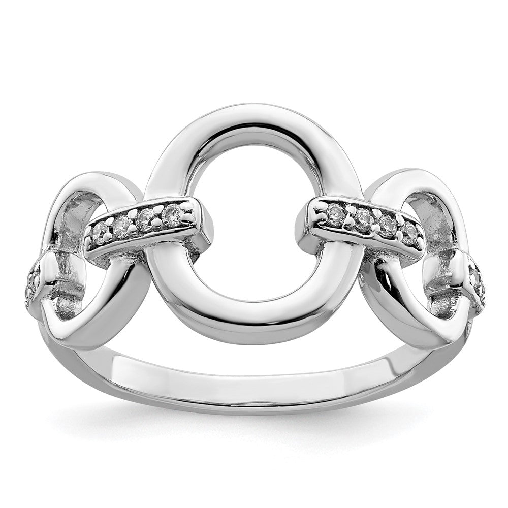 Sterlingsilber Rhodiniert Poliert Oval Zirkonia Ring (size 6 Nur)