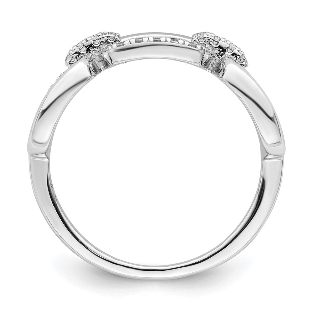 Sterlingsilber Rhodiniert Poliert Zirkonia 3 Quadratisch Ring