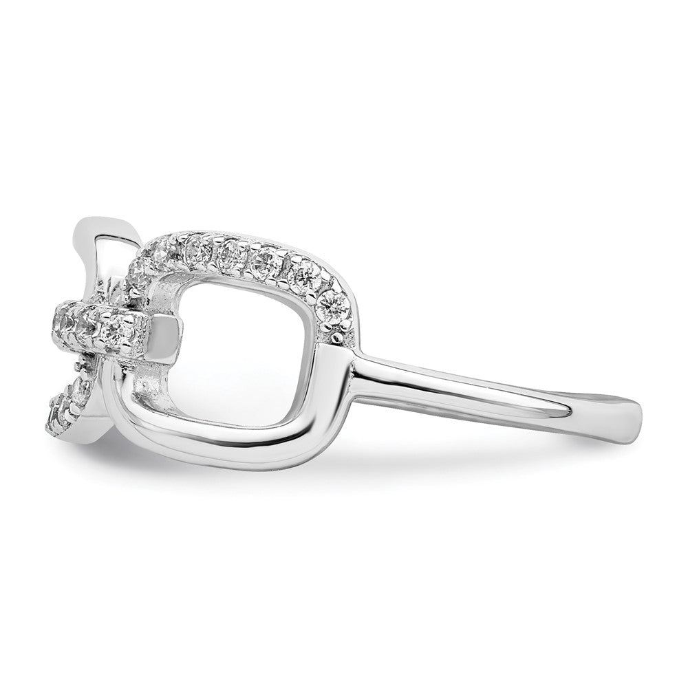 Sterlingsilber Rhodiniert Poliert Zirkonia 3 Quadratisch Ring