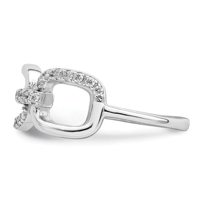 Sterlingsilber Rhodiniert Poliert Zirkonia 3 Quadratisch Ring