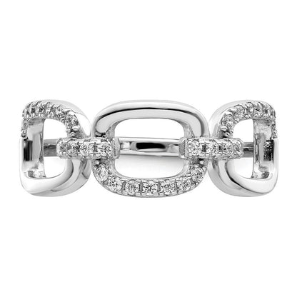 Sterlingsilber Rhodiniert Poliert Zirkonia 3 Quadratisch Ring