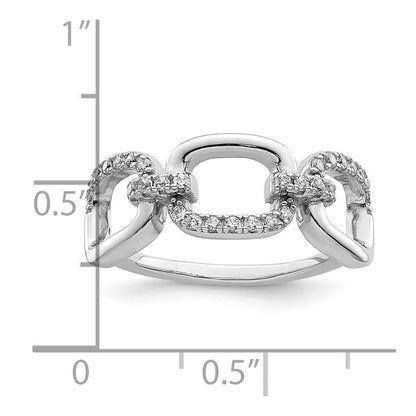 Sterlingsilber Rhodiniert Poliert Zirkonia 3 Quadratisch Ring