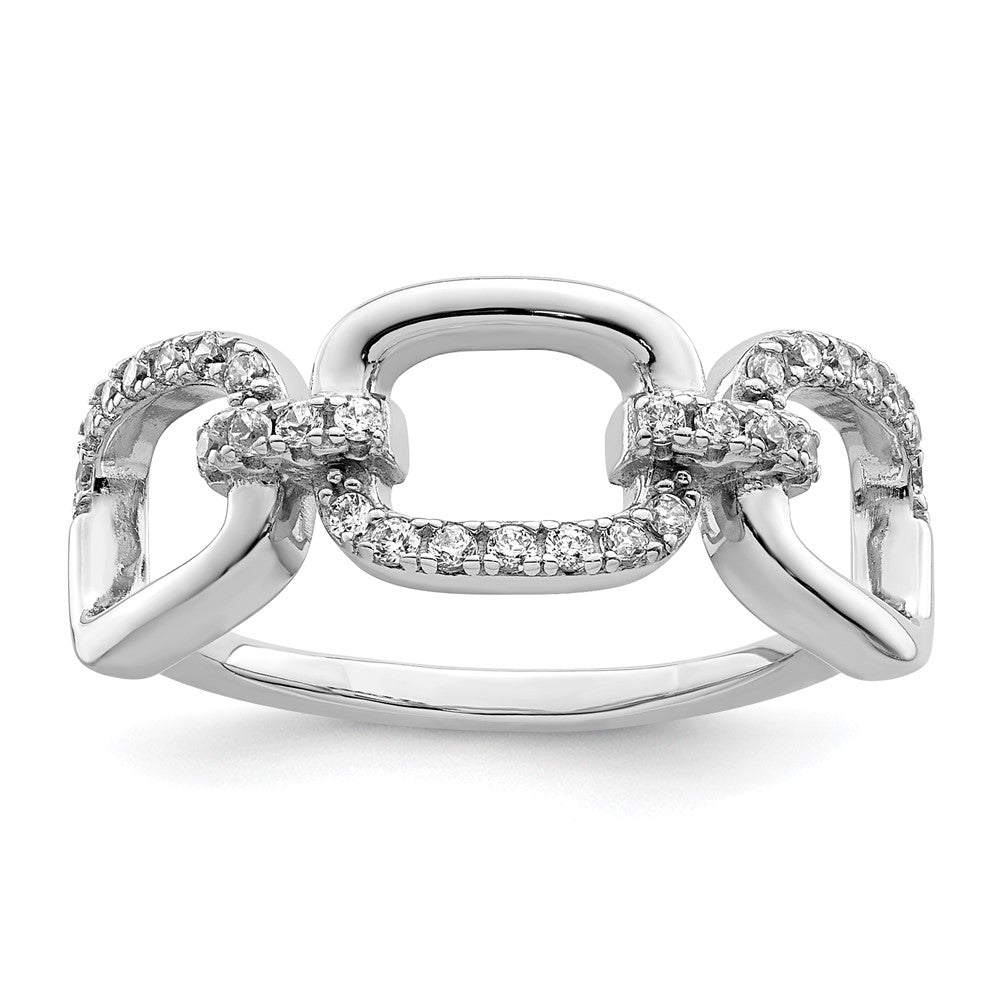 Sterlingsilber Rhodiniert Poliert Zirkonia 3 Quadratisch Ring