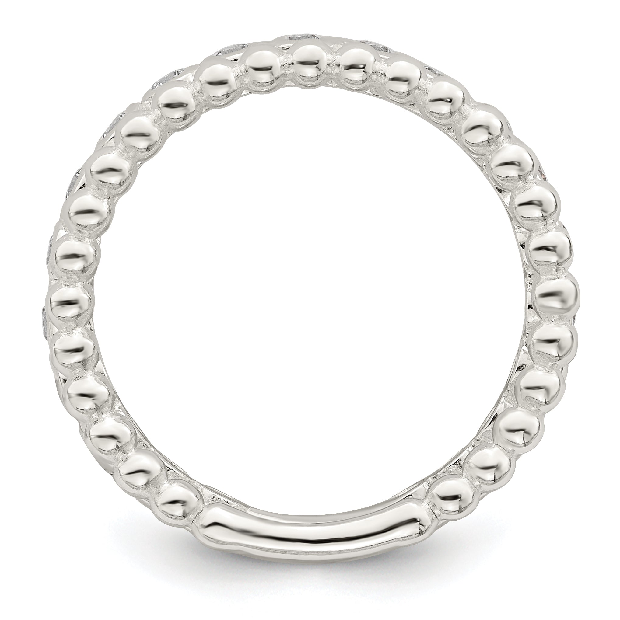 Sterlingsilber Poliert Zirkonia Gekugelt Doppelt Fantasie Ring