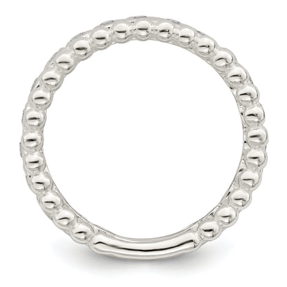 Sterlingsilber Poliert Zirkonia Gekugelt Doppelt Fantasie Ring