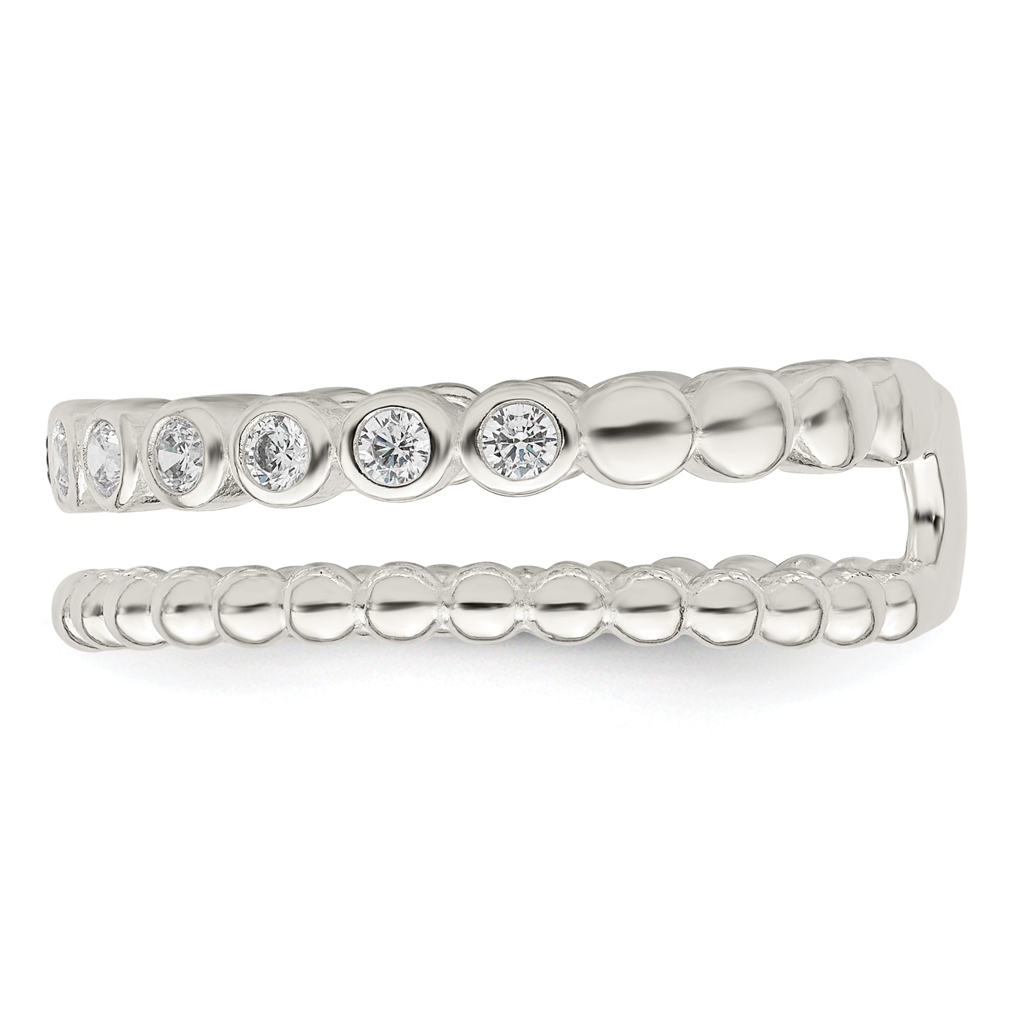 Sterlingsilber Poliert Zirkonia Gekugelt Doppelt Fantasie Ring