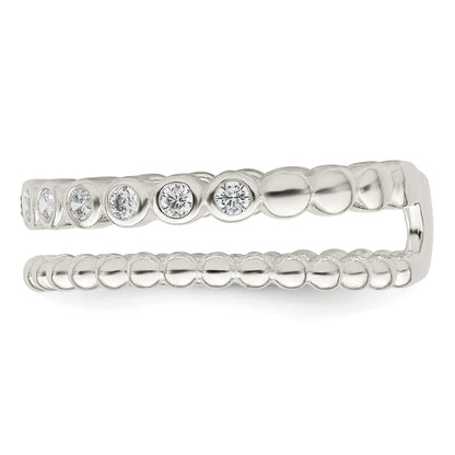 Sterlingsilber Poliert Zirkonia Gekugelt Doppelt Fantasie Ring